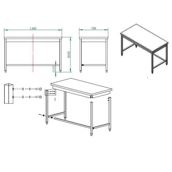Vaiotec Arbeitstisch / unterfahrbar, 1400 x 700 mm 3 Vaiotec Arbeitstisch / unterfahrbar, 1400 x 700 mm