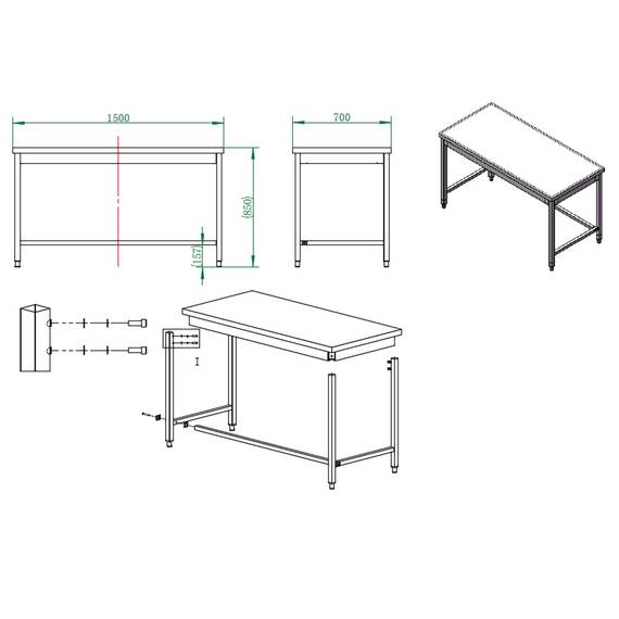Vaiotec Arbeitstisch / unterfahrbar, 1500 x 700 mm 3 Vaiotec Arbeitstisch / unterfahrbar, 1500 x 700 mm