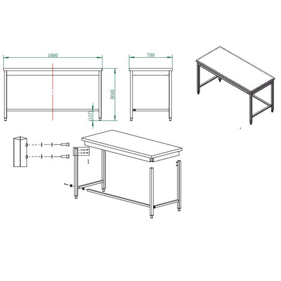 Vaiotec Arbeitstisch / unterfahrbar, 1600 x 700 mm 3 Vaiotec Arbeitstisch / unterfahrbar, 1600 x 700 mm