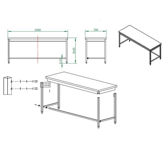 Vaiotec Arbeitstisch / unterfahrbar, 2000 x 700 mm 3 Vaiotec Arbeitstisch / unterfahrbar, 2000 x 700 mm