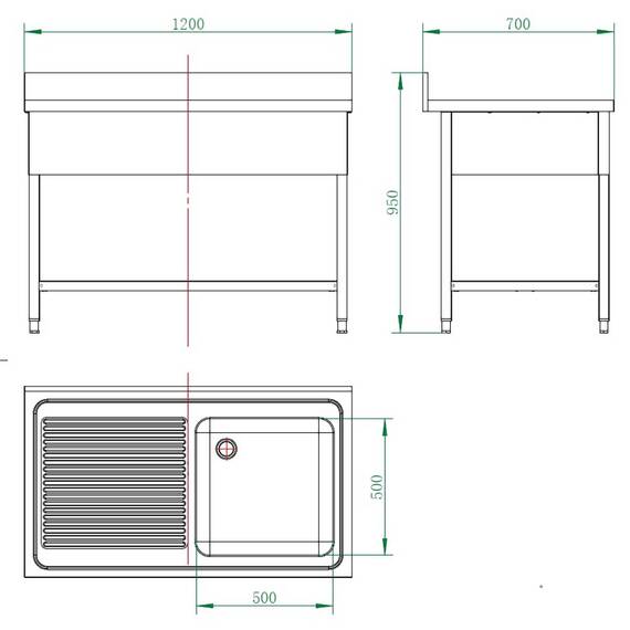 Vaiotec Spültisch / 1 Becken rechts und Abtropffläche, 1200 x 700 mm 3 Vaiotec Spültisch / 1 Becken rechts und Abtropffläche, 1200 x 700 mm