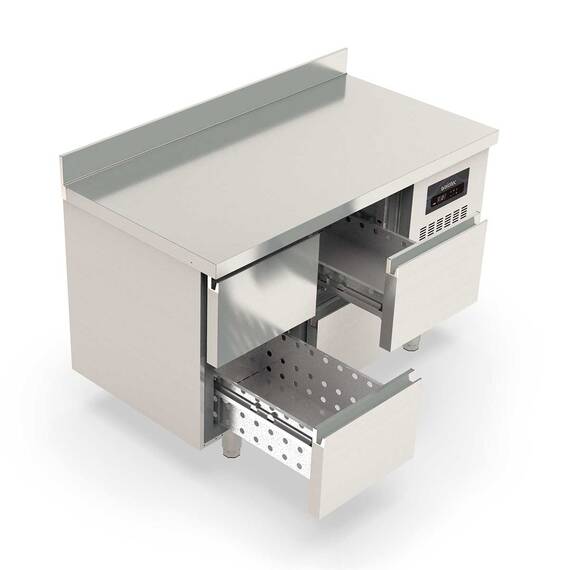 Vaiotec Topline Kühltisch / 2-fach GN1/1 mit 4 Schubladen & Aufkantung, 1345 x 700 mm 1 Vaiotec Topline Kühltisch / 2-fach GN1/1 mit 4 Schubladen & Aufkantung, 1345 x 700 mm