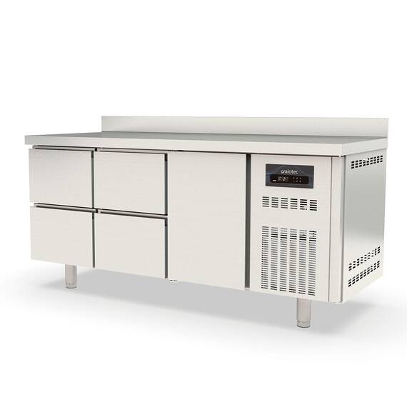 Vaiotec Topline Kühltisch / 3-fach GN1/1 mit 4 Schubladen / 1 Tür & Aufkantung, 1795 x 700 mm Vaiotec Topline Kühltisch / 3-fach GN1/1 mit 4 Schubladen / 1 Tür & Aufkantung, 1795 x 700 mm