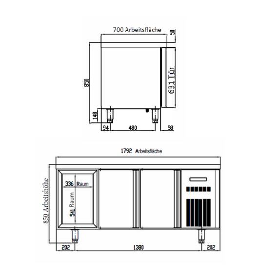 Vaiotec Topline Kühltisch / 3-fach GN1/1 mit 6 Schubladen, 1795 x 700 mm 3 Vaiotec Topline Kühltisch / 3-fach GN1/1 mit 6 Schubladen, 1795 x 700 mm