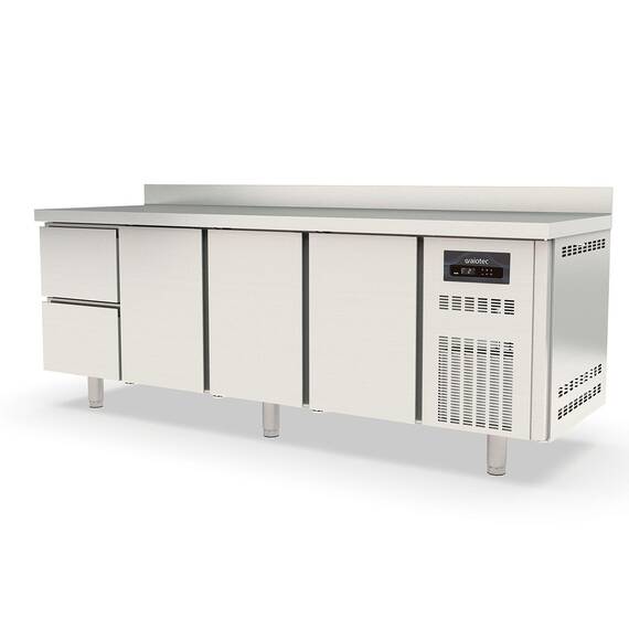 Vaiotec Topline Kühltisch / 4-fach GN1/1 mit 2 Schubladen / 3 Türen & Aufkantung, 2245 x 700 mm Vaiotec Topline Kühltisch / 4-fach GN1/1 mit 2 Schubladen / 3 Türen & Aufkantung, 2245 x 700 mm