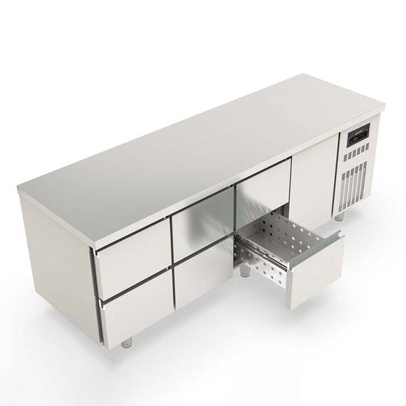 Vaiotec Topline Kühltisch / 4-fach GN1/1 mit 6 Schubladen / 1 Tür, 2245 x 700 mm 1 Vaiotec Topline Kühltisch / 4-fach GN1/1 mit 6 Schubladen / 1 Tür, 2245 x 700 mm