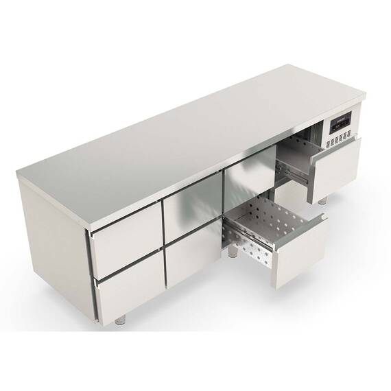 Vaiotec Topline Kühltisch / 4-fach GN1/1 mit 8 Schubladen, 2245 x 700 mm 1 Vaiotec Topline Kühltisch / 4-fach GN1/1 mit 8 Schubladen, 2245 x 700 mm