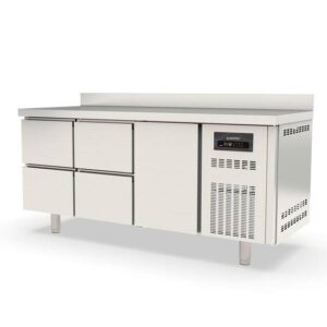 Vaiotec Topline Tiefkühltisch / 3-fach GN1/1 mit 4 Schubladen / 1 Tür & Aufkantung, 1795 x 700 mm