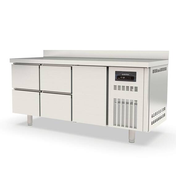 Vaiotec Topline Tiefkühltisch / 3-fach GN1/1 mit 4 Schubladen / 1 Tür & Aufkantung, 1795 x 700 mm Vaiotec Topline Tiefkühltisch / 3-fach GN1/1 mit 4 Schubladen / 1 Tür & Aufkantung, 1795 x 700 mm
