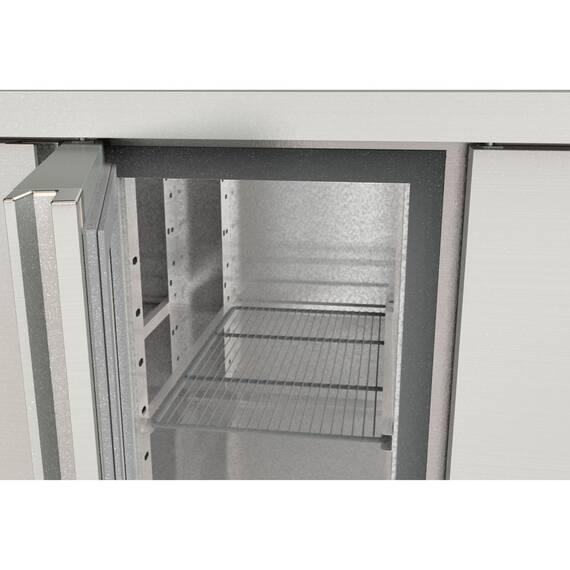 Vaiotec Topline Tiefkühltisch / 3-fach GN1/1 mit 4 Schubladen / 1 Tür & Aufkantung, 1795 x 700 mm 1 Vaiotec Topline Tiefkühltisch / 3-fach GN1/1 mit 4 Schubladen / 1 Tür & Aufkantung, 1795 x 700 mm