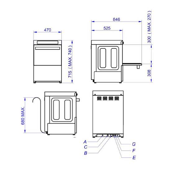 Vaiotec Gläserspülmaschine 40x40 / 230 Volt - Modell: VT-E GW40 DRD, 470 x 525 mm 4 Vaiotec Gläserspülmaschine 40x40 / 230 Volt - Modell: VT-E GW40 DRD, 470 x 525 mm