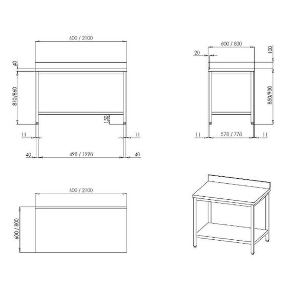 Vaiotec Topline Arbeitstisch / Grundboden & Aufkantung, 1200 x 700 mm 1 Vaiotec Topline Arbeitstisch / Grundboden & Aufkantung, 1200 x 700 mm