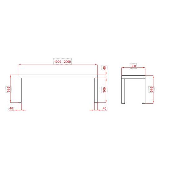 Vaiotec Topline Aufsatzbord / 1 Etage, 1800 x 350 mm 1 Vaiotec Topline Aufsatzbord / 1 Etage, 1800 x 350 mm