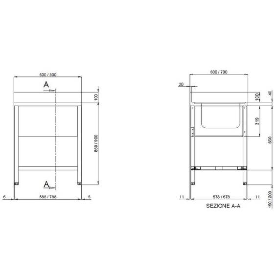 Vaiotec Topline Spültisch / 1 Becken, 800 x 600 mm 1 Vaiotec Topline Spültisch / 1 Becken, 800 x 600 mm