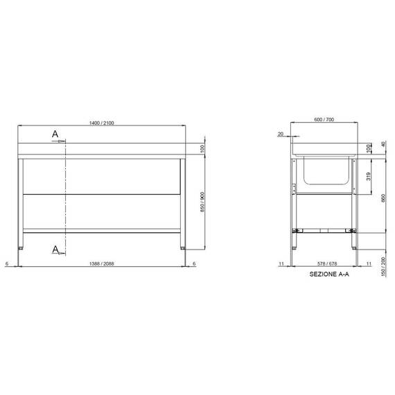 Vaiotec Topline Spültisch / 2 Becken rechts + Abtropffläche, 1600 x 600 mm 1 Vaiotec Topline Spültisch / 2 Becken rechts + Abtropffläche, 1600 x 600 mm
