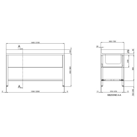Vaiotec Topline Spültisch / 2 Becken links + Abtropffläche, 1400 x 700 mm 2 Vaiotec Topline Spültisch / 2 Becken links + Abtropffläche, 1400 x 700 mm