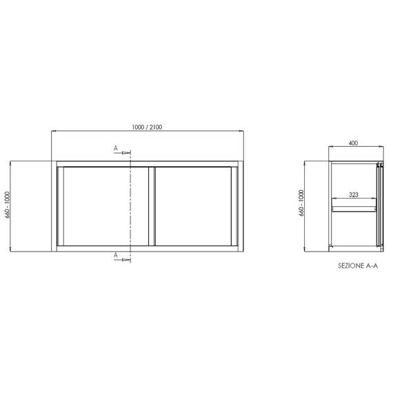 Vaiotec Topline Wandhängeschrank / 2 Schiebetüren, 1000 x 400 mm 2 Vaiotec Topline Wandhängeschrank / 2 Schiebetüren, 1000 x 400 mm