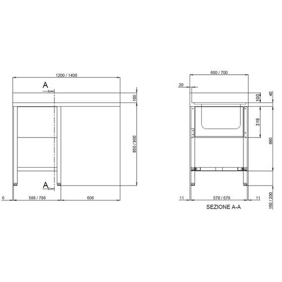 Vaiotec Topline Spülcenter / 1 Becken rechts, 1400 x 700 mm 2 Vaiotec Topline Spülcenter / 1 Becken rechts, 1400 x 700 mm