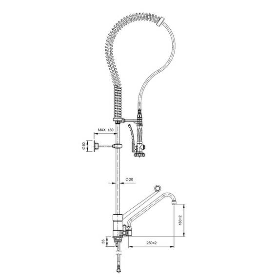 Vaiotec Topline Geschirrwaschbrause mit Einhebelmischer - Einloch, 55 x 350 mm 2 Vaiotec Topline Geschirrwaschbrause mit Einhebelmischer - Einloch, 55 x 350 mm
