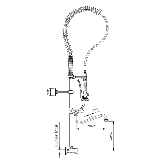 Vaiotec Topline Geschirrwaschbrause mit Schwenkauslauf & 2 Mischventilen Wandmontage - Zweiloch, 155 x 350 mm 2 Vaiotec Topline Geschirrwaschbrause mit Schwenkauslauf & 2 Mischventilen Wandmontage - Zweiloch, 155 x 350 mm