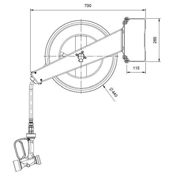 Vaiotec Topline Schlauchaufroller mit Brause - 20 Meter, 180 x 700 mm 2 Vaiotec Topline Schlauchaufroller mit Brause - 20 Meter, 180 x 700 mm