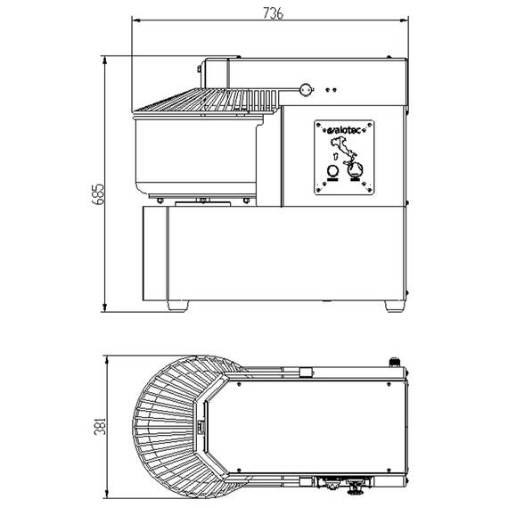 Vaiotec Teigknetmaschine fester Kessel - 20 Liter / 400 Volt, 381 x 736 mm 2 Vaiotec Teigknetmaschine fester Kessel - 20 Liter / 400 Volt, 381 x 736 mm