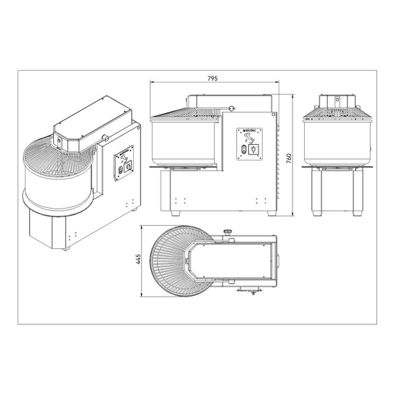 Vaiotec Teigknetmaschine abnehmbarer Kessel - 30 Liter / 400 Volt / 2 Geschwingkeiten, 445 x 795 mm 5 Vaiotec Teigknetmaschine abnehmbarer Kessel - 30 Liter / 400 Volt / 2 Geschwingkeiten, 445 x 795 mm