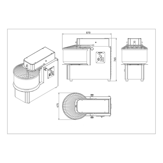 Vaiotec Teigknetmaschine abnehmbarer Kessel - 40 Liter / 400 Volt / 2 Geschwindigkeiten, 475 x 870 mm 5 Vaiotec Teigknetmaschine abnehmbarer Kessel - 40 Liter / 400 Volt / 2 Geschwindigkeiten, 475 x 870 mm