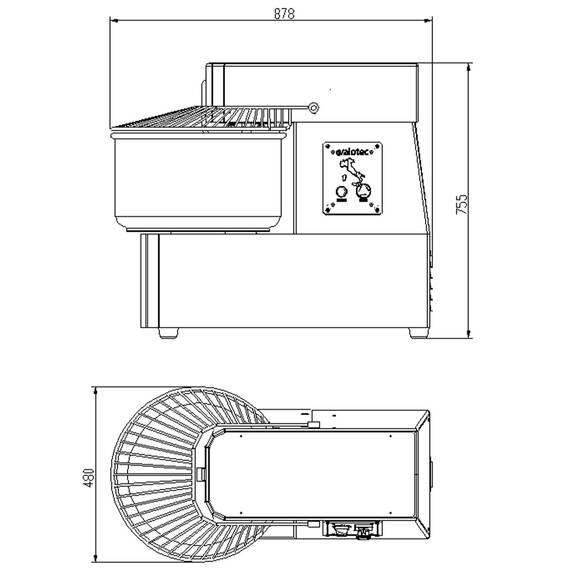 Vaiotec Teigknetmaschine fester Kessel - 40 Liter / 400 Volt, 480 x 878 mm 2 Vaiotec Teigknetmaschine fester Kessel - 40 Liter / 400 Volt, 480 x 878 mm