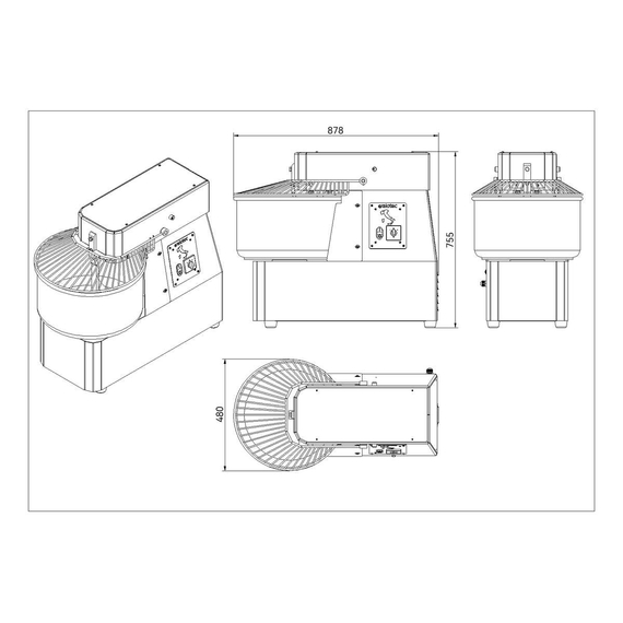 Vaiotec Teigknetmaschine fester Kessel - 40 Liter / 400 Volt / 2 Geschwindigkeiten, 480 x 878 mm 3 Vaiotec Teigknetmaschine fester Kessel - 40 Liter / 400 Volt / 2 Geschwindigkeiten, 480 x 878 mm