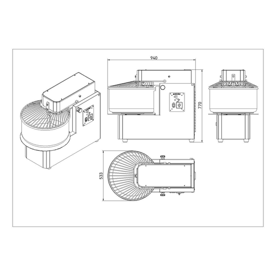 Vaiotec Teigknetmaschine abnehmbarer Kessel - 50 Liter / 400 Volt / 2 Geschwindigkeiten, 535 x 940 mm 5 Vaiotec Teigknetmaschine abnehmbarer Kessel - 50 Liter / 400 Volt / 2 Geschwindigkeiten, 535 x 940 mm