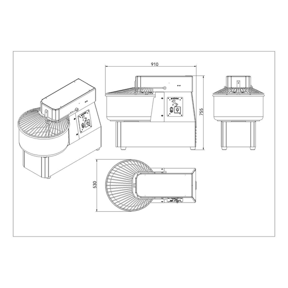 Vaiotec Teigknetmaschine fester Kessel - 50 Liter / 400 Volt / 2 Geschwindigkeiten, 530 x 910 mm 3 Vaiotec Teigknetmaschine fester Kessel - 50 Liter / 400 Volt / 2 Geschwindigkeiten, 530 x 910 mm