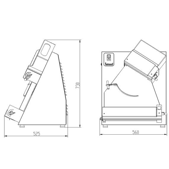 Vaiotec Teigausrollmaschine 40 cm schräg, 560 x 525 mm 3 Vaiotec Teigausrollmaschine 40 cm schräg, 560 x 525 mm