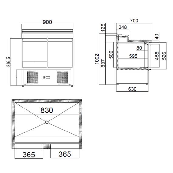 Vaiotec Zubereitungstisch Mini / 2-fach für 5x GN 1/6, 900 x 700 mm 5 Vaiotec Zubereitungstisch Mini / 2-fach für 5x GN 1/6, 900 x 700 mm