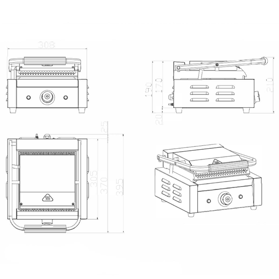 Vaiotec Elektro Kontaktgrill, oben & unten gerillt, 308 x 395 mm 3 Vaiotec Elektro Kontaktgrill, oben & unten gerillt, 308 x 395 mm