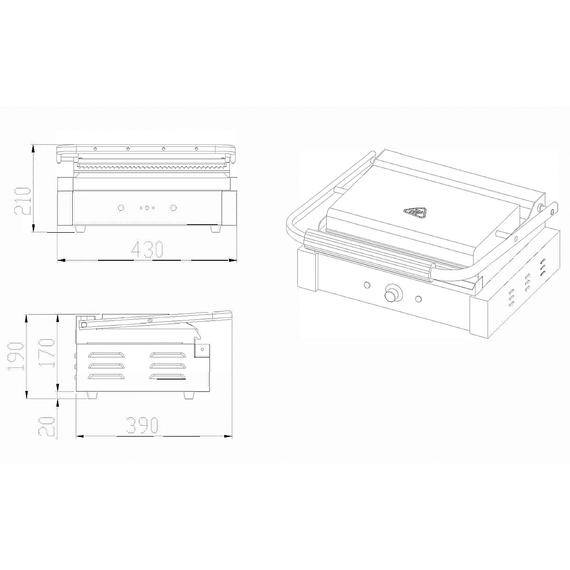 Vaiotec Elektro Kontaktgrill, oben & unten gerillt, 430 x 390 mm 2 Vaiotec Elektro Kontaktgrill, oben & unten gerillt, 430 x 390 mm