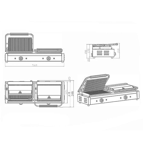Vaiotec Elektro Kontaktgrill "doppelt", oben gerillt & unten glatt, 568 x 395 mm 3 Vaiotec Elektro Kontaktgrill "doppelt", oben gerillt & unten glatt, 568 x 395 mm