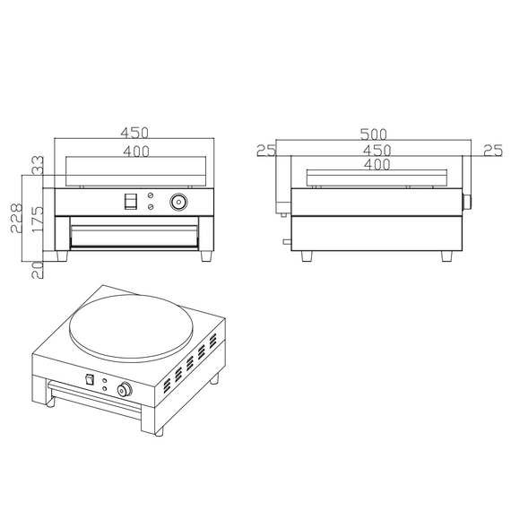 Vaiotec Elektro Crêpes Gerät 1 Platte, 450 x 500 mm 3 Vaiotec Elektro Crêpes Gerät 1 Platte, 450 x 500 mm