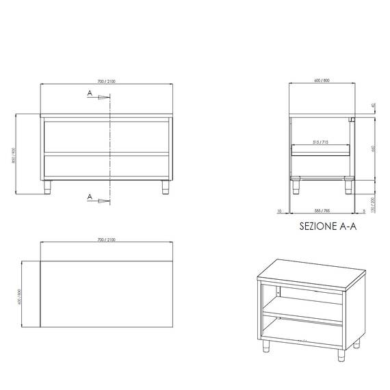 Vaiotec Topline Arbeitsschrank / offen, 1500 x 600 mm 1 Vaiotec Topline Arbeitsschrank / offen, 1500 x 600 mm