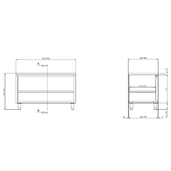 Vaiotec Topline Arbeitsschrank / offen, 700 x 700 mm 1 Vaiotec Topline Arbeitsschrank / offen, 700 x 700 mm