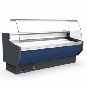 Vaiotec Topline Kühltheke 250 - gebogenes Frontglas "blau", 2465 x 800 mm
