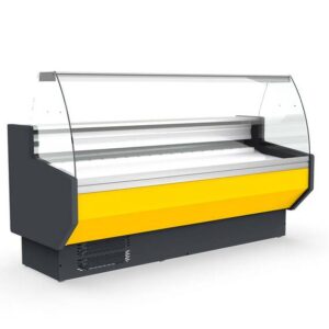 Vaiotec Topline Kühltheke 250 - gebogenes Frontglas "gelb", 2465 x 800 mm