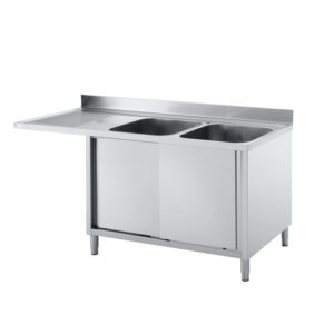 Vaiotec Topline Spülcenter / 2 Becken rechts mit Schiebetüren, 1600 x 700 mm