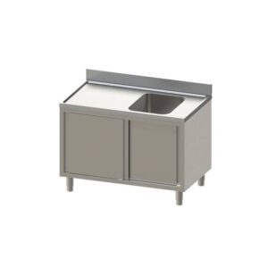 Vaiotec Topline Spülschrank / 1 Becken rechts mit Schiebetüren, 1200 x 700 mm