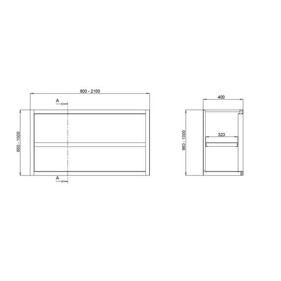 Vaiotec Topline Wandhängeschrank / offen, 1800 x 400 mm 1 Vaiotec Topline Wandhängeschrank / offen, 1800 x 400 mm
