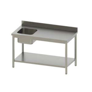 Vaiotec Topline Cheftisch / Becken links mit Aufkantung, 1600 x 700 mm