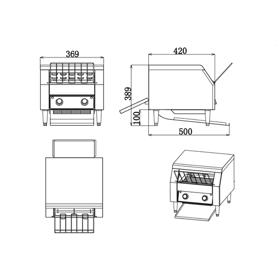 Vaiotec Elektro Durchlauftoaster, ca. 300-350 Stk. pro Stunde, 2,05 kW, 369 x 420 mm 2 Vaiotec Elektro Durchlauftoaster, ca. 300-350 Stk. pro Stunde, 2,05 kW, 369 x 420 mm