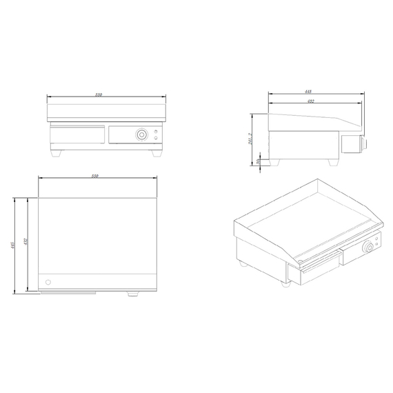 Vaiotec Elektro Grillplatte, Grillfläche glatt, 550 x 445 mm 2 Vaiotec Elektro Grillplatte, Grillfläche glatt, 550 x 445 mm