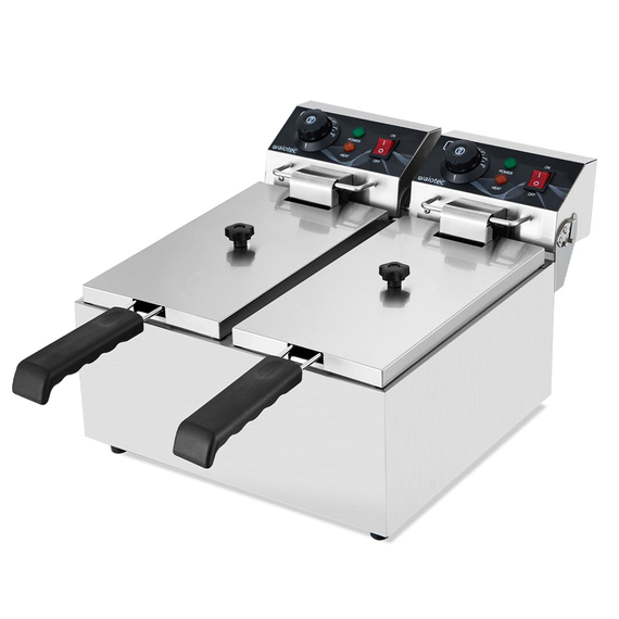 Vaiotec Elektro Fritteuse 2 Becken 6+6 Liter, 390 x 440 mm Vaiotec Elektro Fritteuse 2 Becken 6+6 Liter, 390 x 440 mm