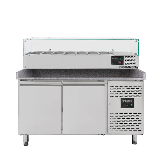 Vaiotec Pizzakühltisch / 2-türig "grau" inkl. Kühlaufsatz GN1/4, 1510 x 800 mm Vaiotec Pizzakühltisch / 2-türig "grau" inkl. Kühlaufsatz GN1/4, 1510 x 800 mm